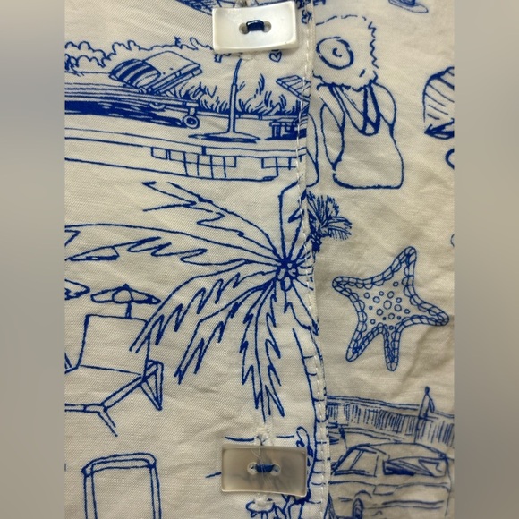 Multiples White and Blue Beach Coastal Printed Women's Top Size Large - Picture 8 of 10